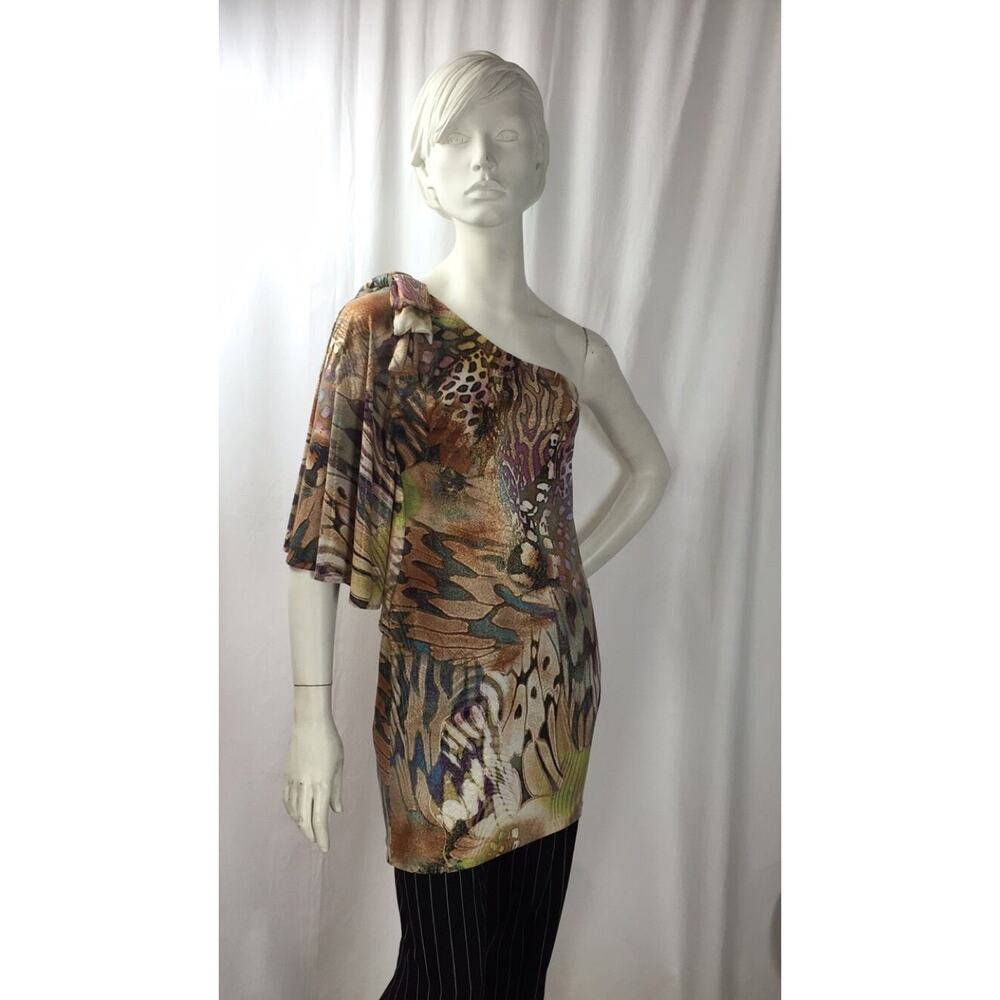 Cache One Shoulder Animal Print Dress Sz. S